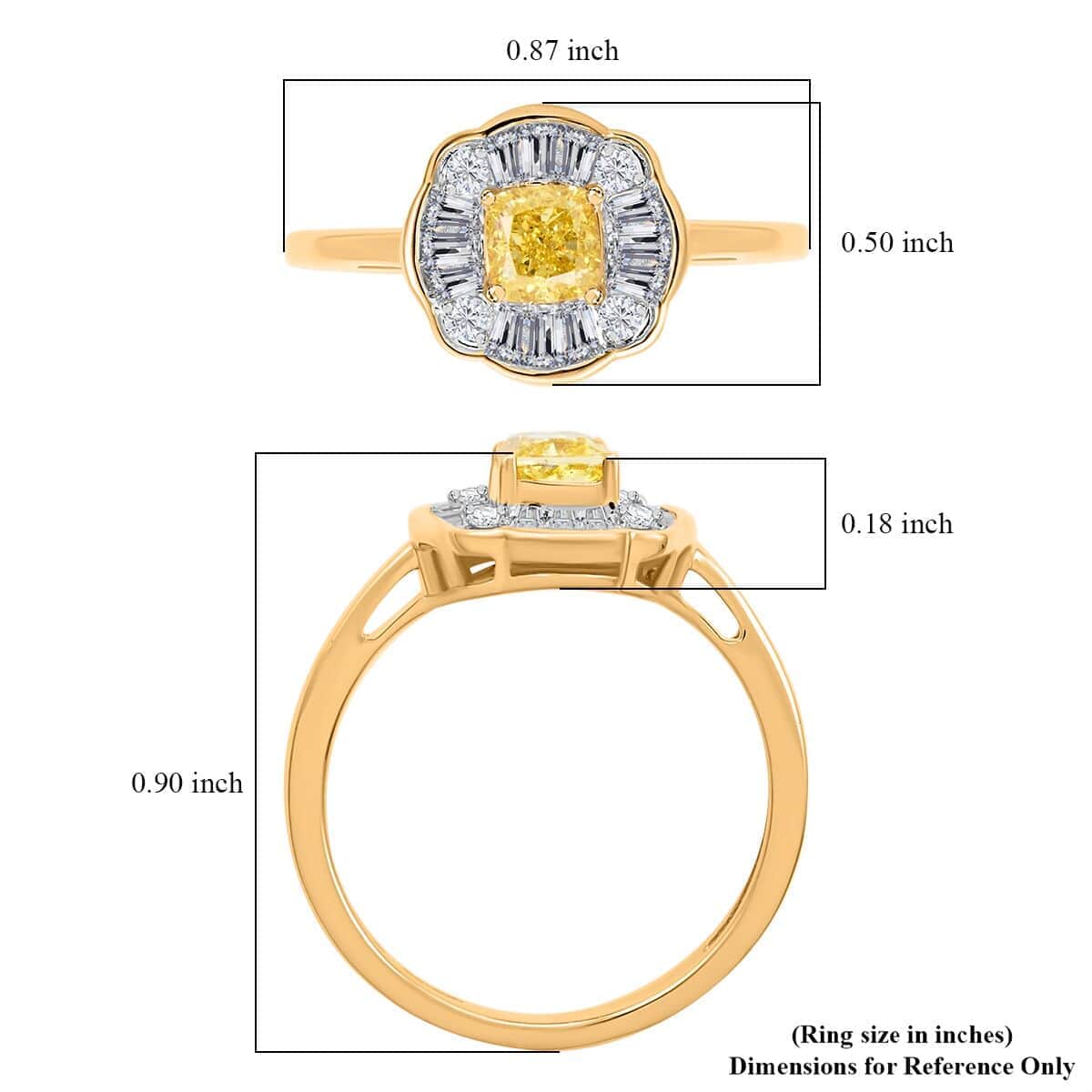 Luxoro 14K Yellow Gold Natural Yellow and White Diamond (I1-I2) Ring (Size 10.0) 1.00 ctw image number 5