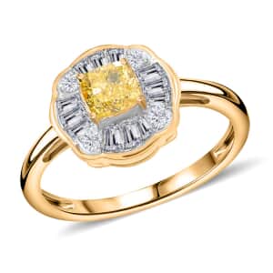 SGL Certified Luxoro 14K Yellow Gold Natural Yellow and White Diamond (I1-I2) Ring (Size 7.0) 1.00 ctw