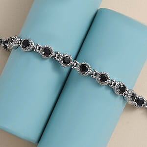 Thai Black Spinel 3.35 ctw Bracelet in Stainless Steel (6.50-8.0In) 