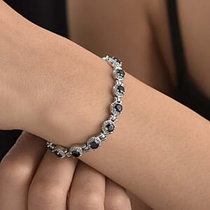 Thai Black Spinel 3.35 ctw Bracelet in Stainless Steel (6.50-8.0In) 