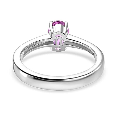 Luxoro 14K White Gold AAA Natural Ceylon Pink Sapphire, Diamond (G-H, I2) Ring (Size 10.0) 1.10 ctw