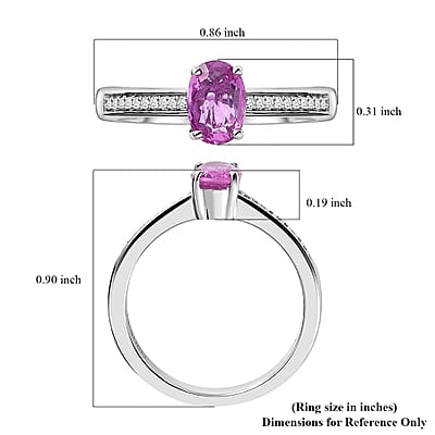 Luxoro 14K White Gold AAA Natural Ceylon Pink Sapphire, Diamond (G-H, I2) Ring (Size 10.0) 1.10 ctw
