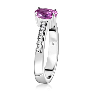 Luxoro AAA Natural Ceylon Pink Sapphire and G-H I2 Diamond 1.10 ctw Ring in 14K White Gold (Size 9.0)