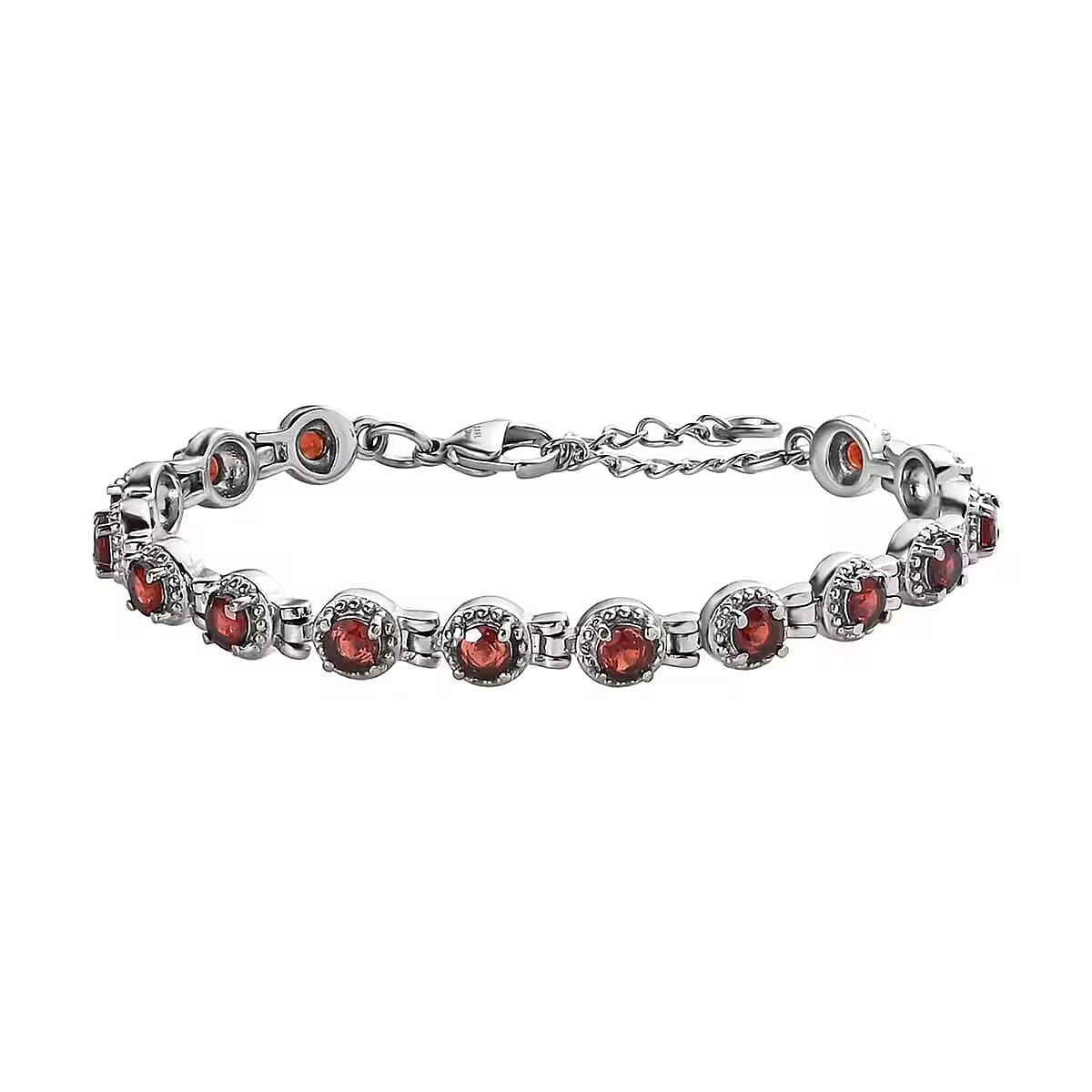 Mozambique Garnet Bracelet in Stainless Steel (6.50-8.0In) 5.25 ctw image number 0