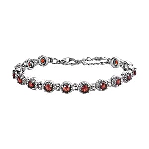 Mozambique Garnet Bracelet in Stainless Steel (6.50-8.0In) 5.25 ctw