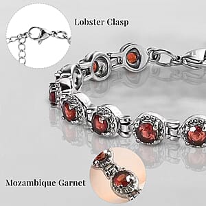 Mozambique Garnet Bracelet in Stainless Steel (6.50-8.0In) 5.25 ctw