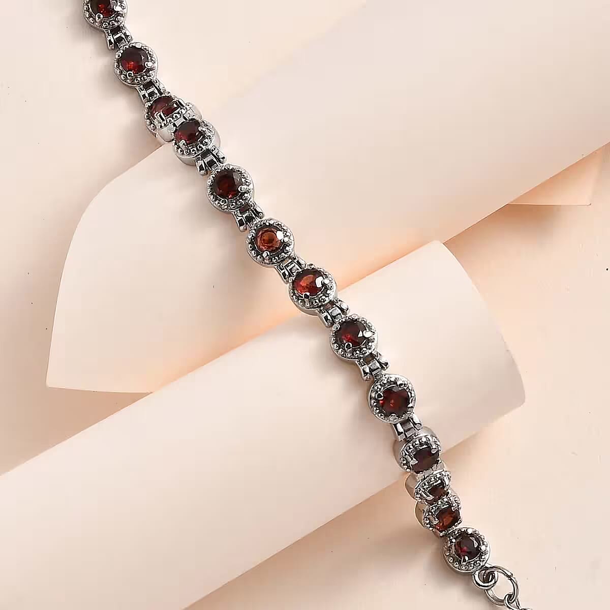 Mozambique Garnet Bracelet in Stainless Steel (6.50-8.0In) 5.25 ctw image number 5