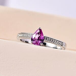 Luxoro AAA Natural Ceylon Pink Sapphire and G-H I2 Diamond 0.90 ctw Ring in 14K White Gold (Size 7.0)