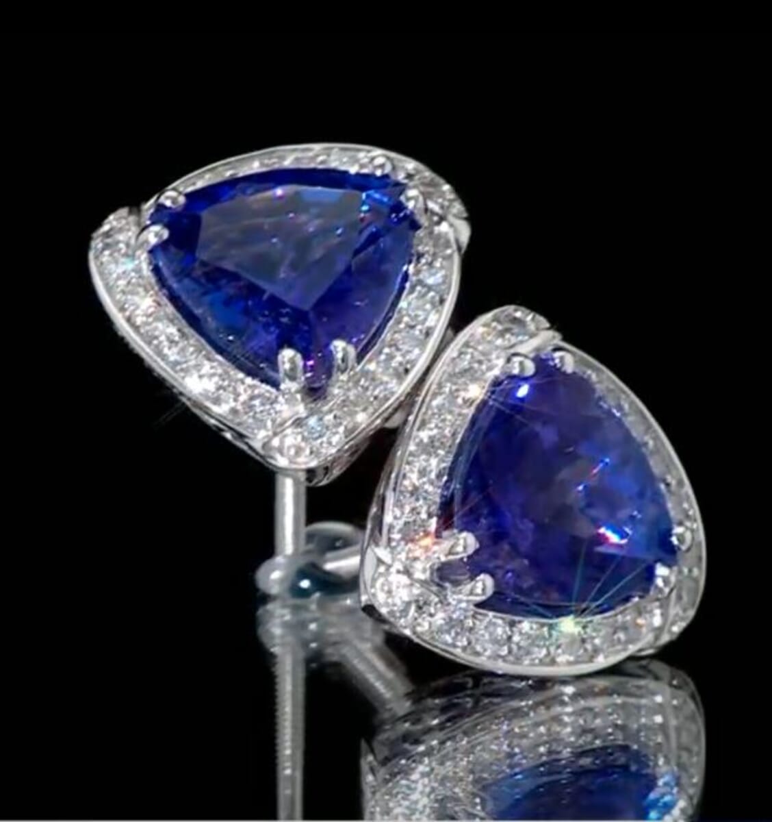Certified & Appraised Rhapsody 950 Platinum AAAA Tanzanite and E-F VS Diamond Stud Earrings 4.75 Grams 4.00 ctw image number 0