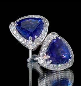 Certified & Appraised Rhapsody 950 Platinum AAAA Tanzanite and E-F VS Diamond Stud Earrings 4.75 Grams 4.00 ctw