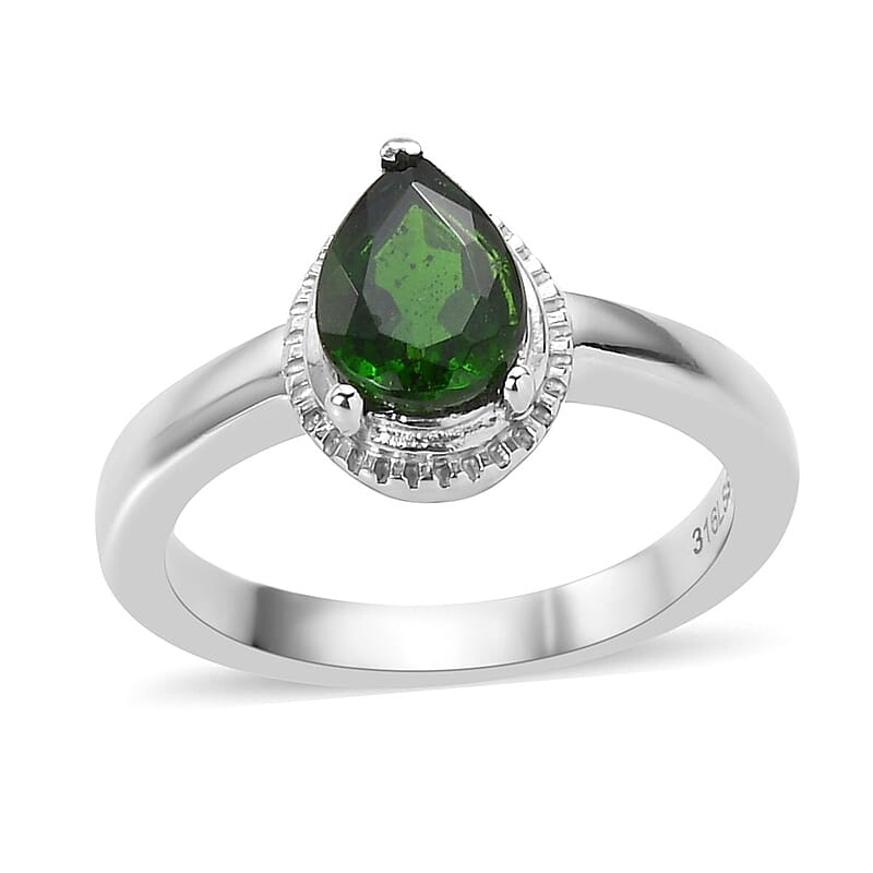 Chrome Diopside Solitaire Ring in Stainless Steel (Size 10.0) 1.00 ctw