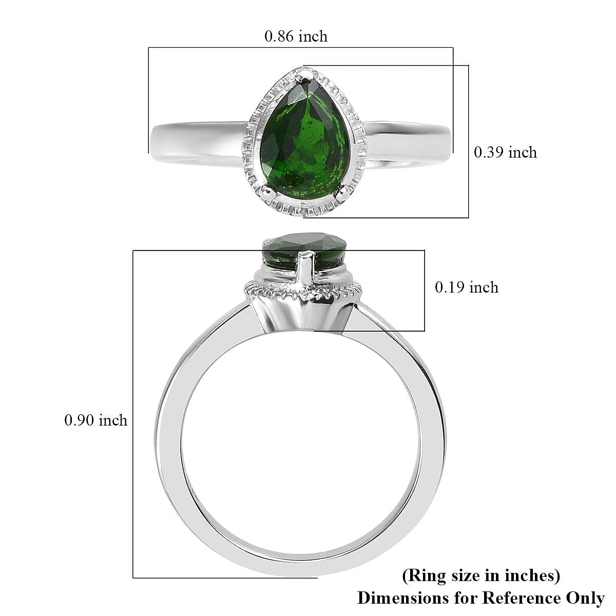 Chrome Diopside Solitaire Ring in Stainless Steel (Size 10.0) 1.00 ctw image number 5