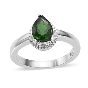 Chrome Diopside Solitaire Ring in Stainless Steel (Size 7.0) 1.00 ctw