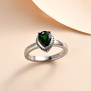 Chrome Diopside Solitaire Ring in Stainless Steel (Size 7.0) 1.00 ctw
