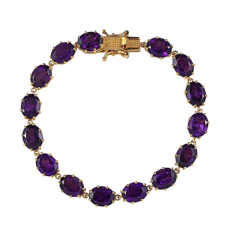 African Amethyst Bracelet in Vermeil Yellow Gold Over Sterling Silver (7.25 In) 27.40 ctw