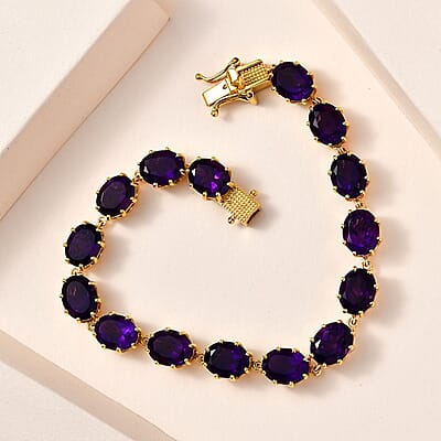 African Amethyst Bracelet in Vermeil Yellow Gold Over Sterling Silver (7.25 In) 27.40 ctw