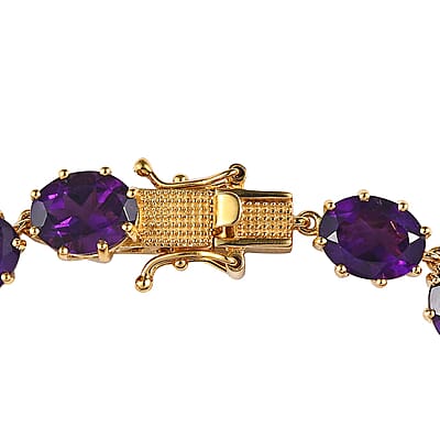 African Amethyst Bracelet in Vermeil Yellow Gold Over Sterling Silver (7.25 In) 27.40 ctw