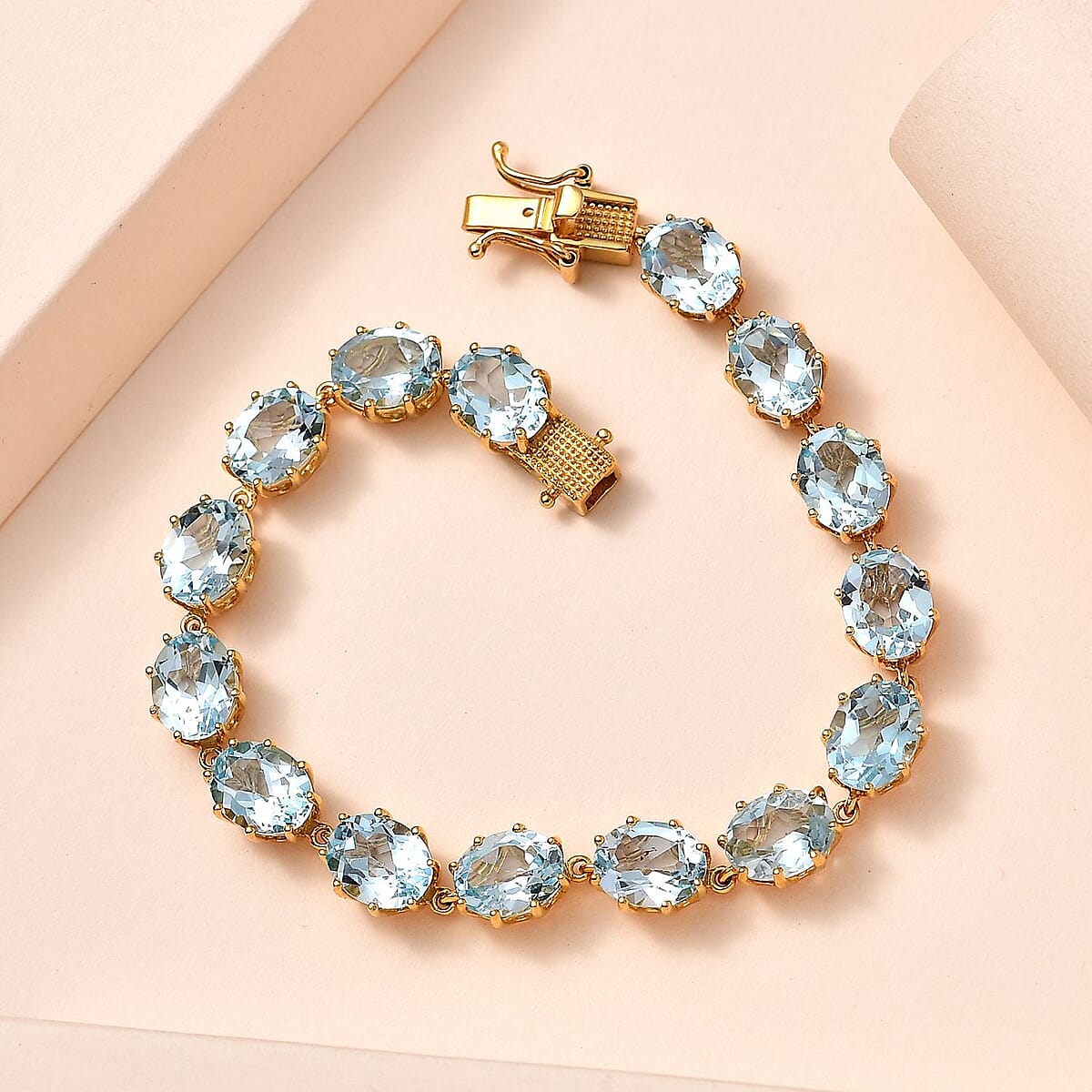 Sky Blue Topaz Bracelet in Vermeil Yellow Gold Over Sterling Silver (7.25 In) 33.50 ctw image number 1