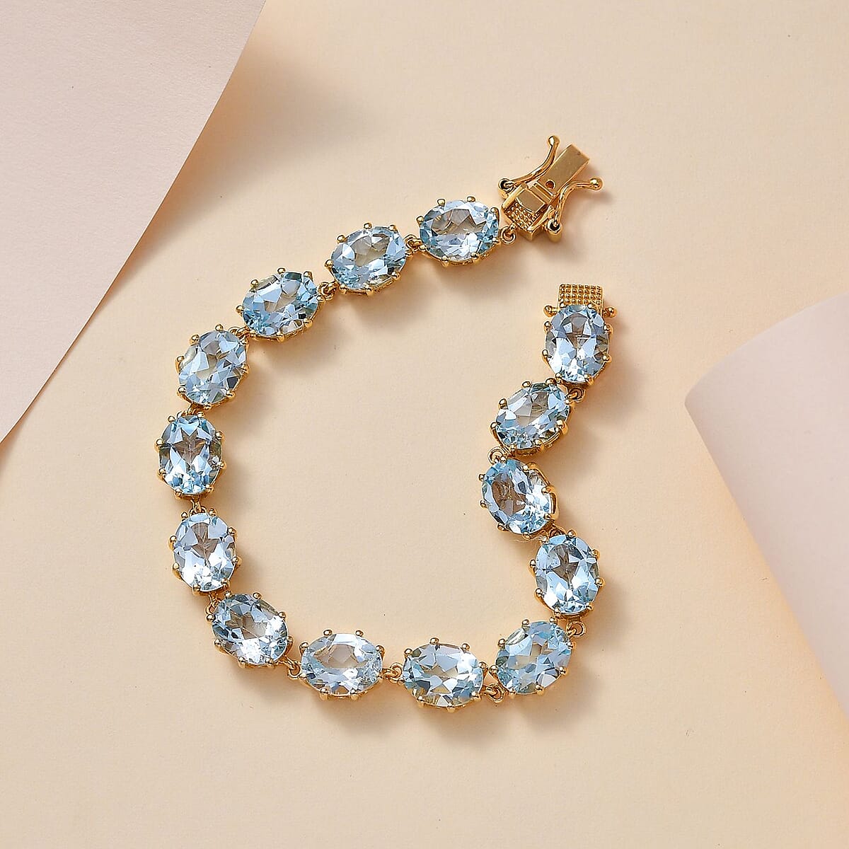 Sky Blue Topaz Bracelet in Vermeil Yellow Gold Over Sterling Silver (6.50 In) 29.25 ctw image number 1