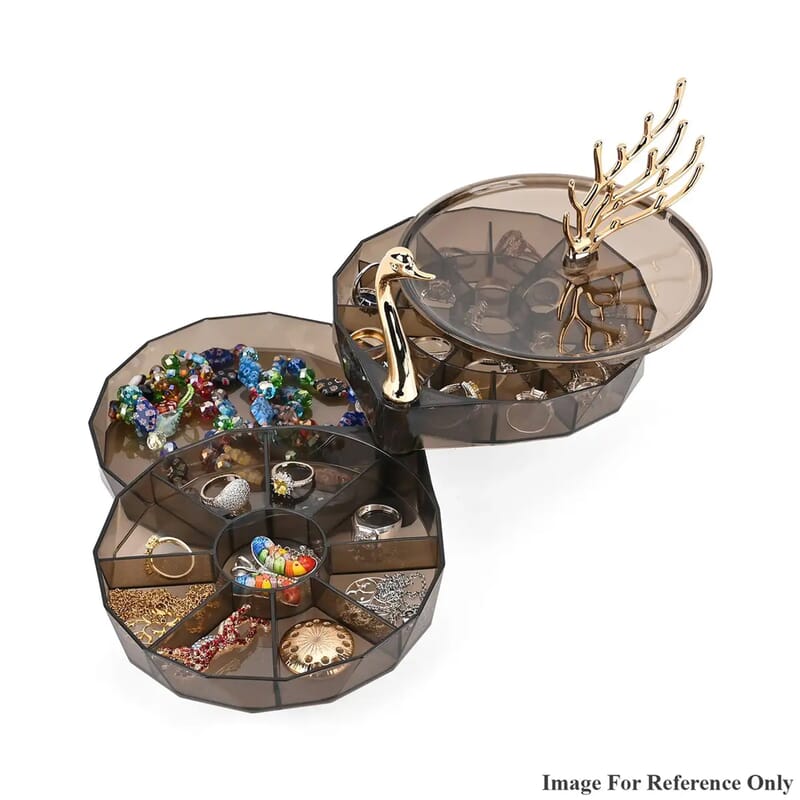 Black Color Swan Shaped 3 Layer Scratch Resistant Jewelry Box For Bracelet Earrings Necklace Pendant Rings (6.7x6.1x2.8)