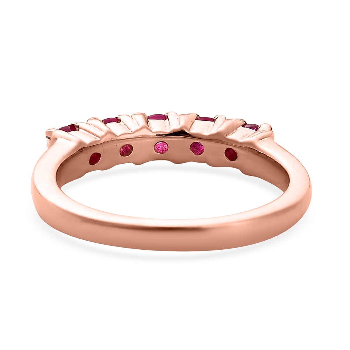 Premium Montepuez Ruby 5 Stone Ring in Vermeil Rose Gold Over Sterling Silver 0.40 ctw image number 4