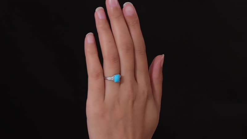 Premium Sleeping Beauty Turquoise and Moissanite Ring in Platinum Over Sterling Silver 1.60 ctw