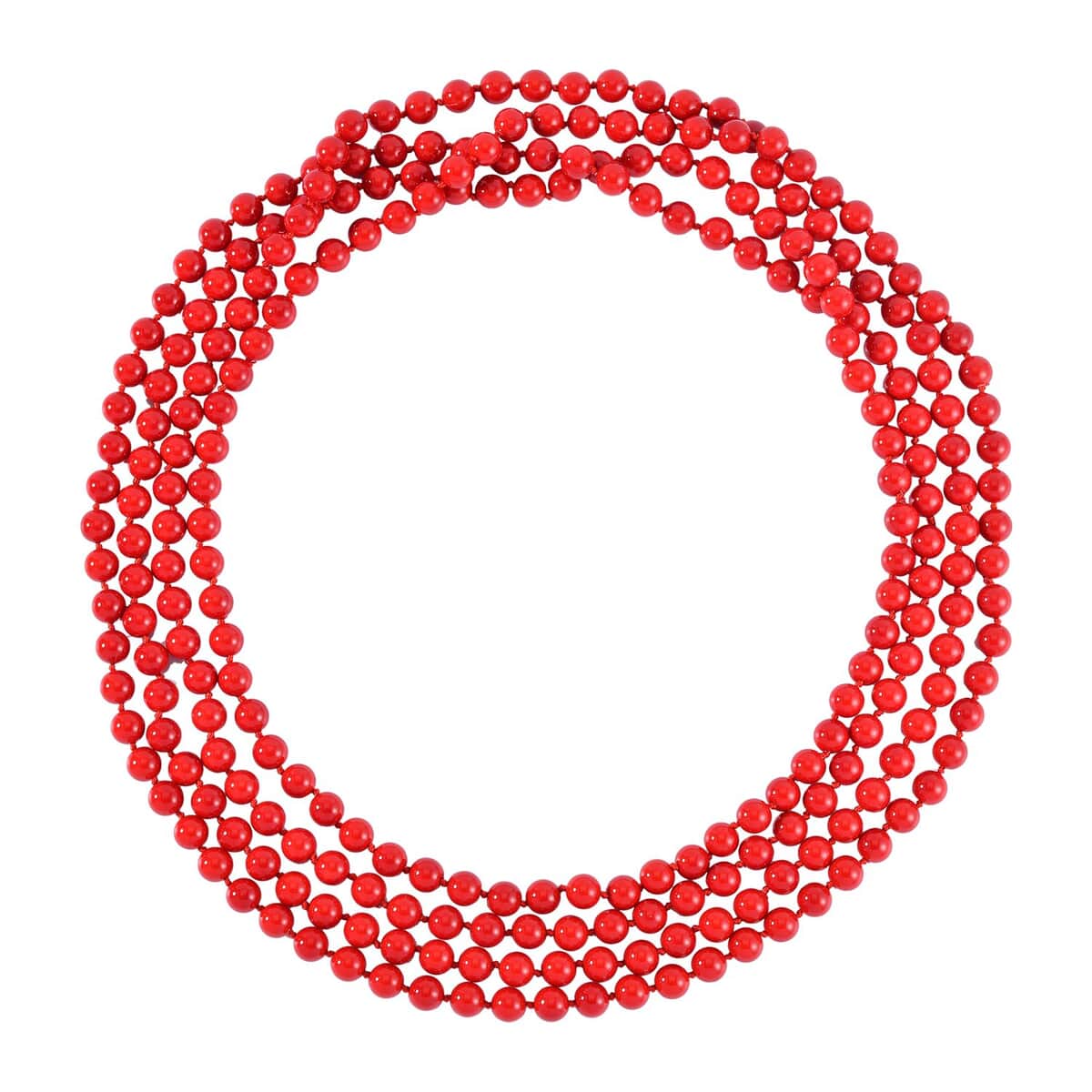 Red Color Shell Pearl Endless Necklace 100 Inches image number 0