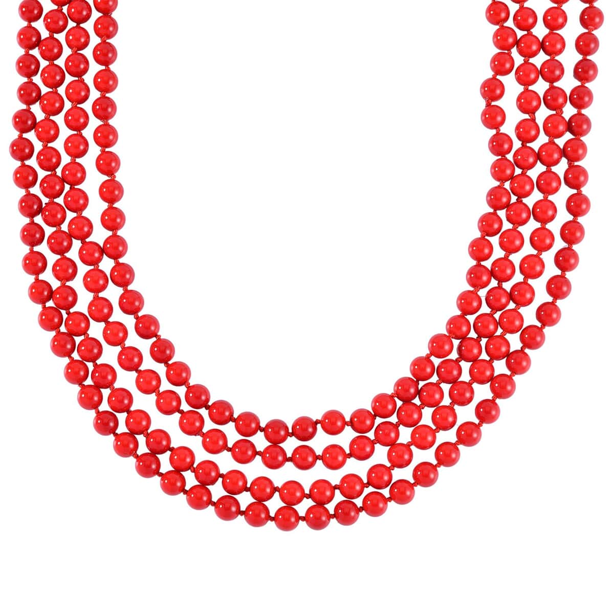 Red Color Shell Pearl Endless Necklace 100 Inches image number 2