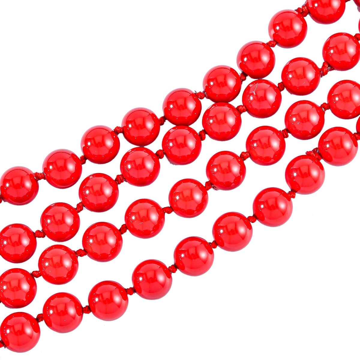 Red Color Shell Pearl Endless Necklace 100 Inches image number 3