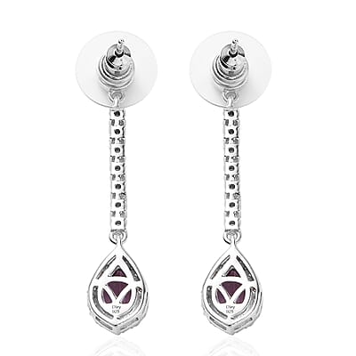 Pure Pink Mystic Topaz and Moissanite Celestial Drop Earrings in Platinum Over Sterling Silver 4.25 ctw