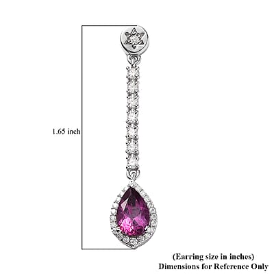 Pure Pink Mystic Topaz and Moissanite Celestial Drop Earrings in Platinum Over Sterling Silver 4.25 ctw