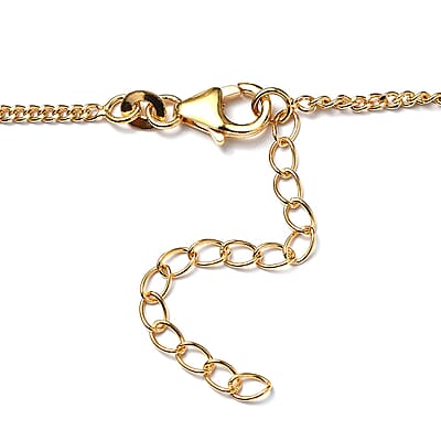 London Blue Topaz and Moissanite Celestial Crescent Moon Necklace 18 Inches in Vermeil Yellow Gold Over Sterling Silver 2.70 ctw