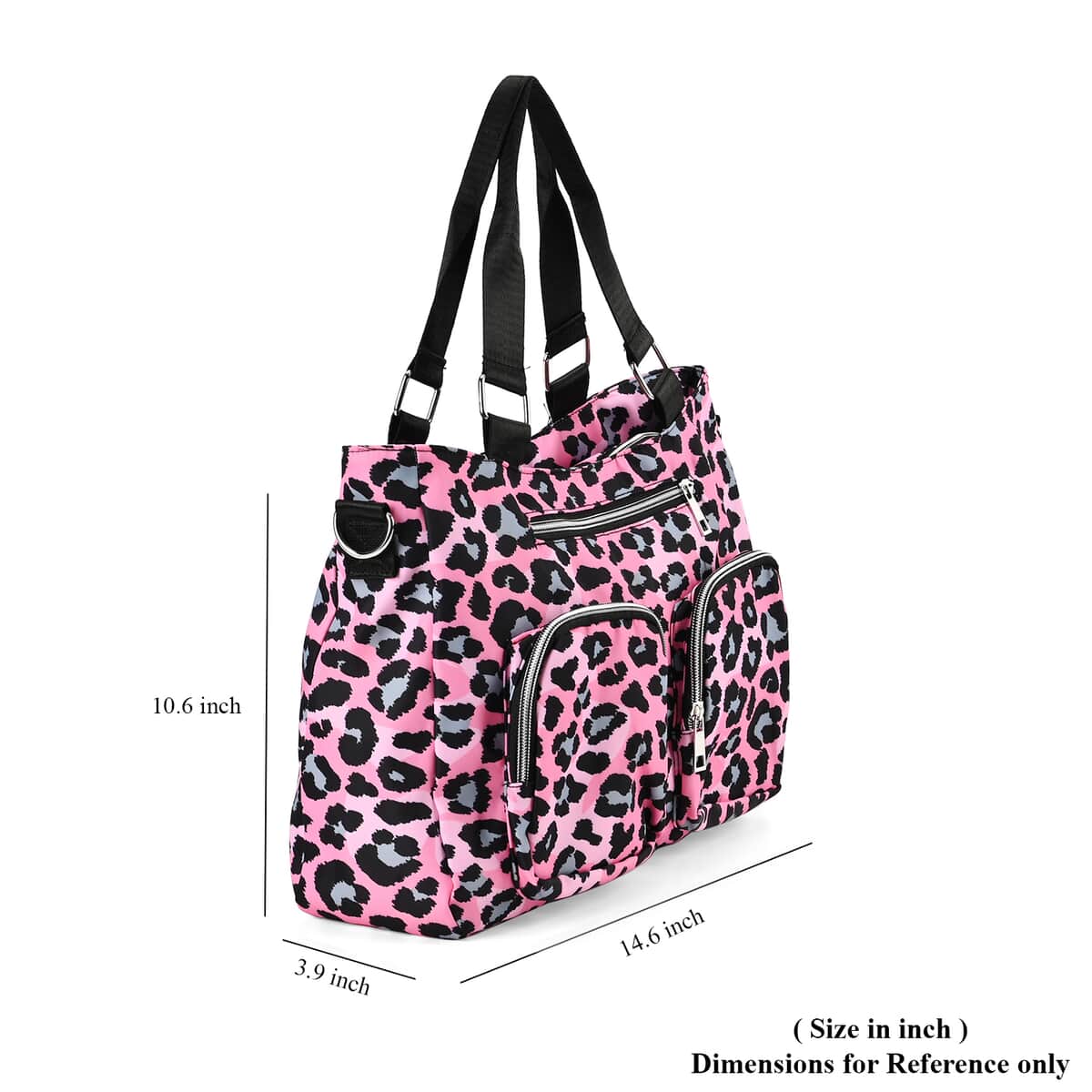 Pink and Gray Leopard Print Pattern CrossBody Bag For Women with Handle Drop Zipper Closure and Detachable Adjustable Shoulder Strap (14.6x3.9x10.6) image number 6