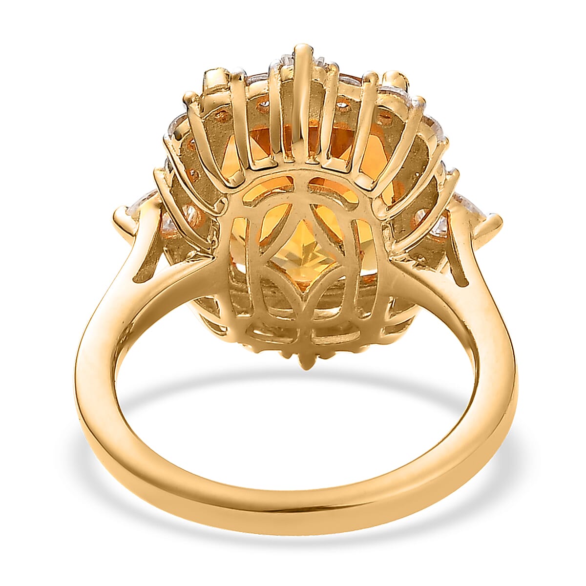 Serra Gaucha Citrine, Moissanite Ring in Vermeil YG Over Sterling Silver (Size 10.0) 6.00 ctw