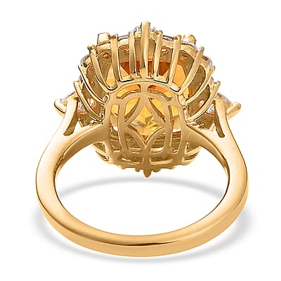 Serra Gaucha Citrine, Moissanite Ring in Vermeil YG Over Sterling Silver (Size 10.0) 6.00 ctw