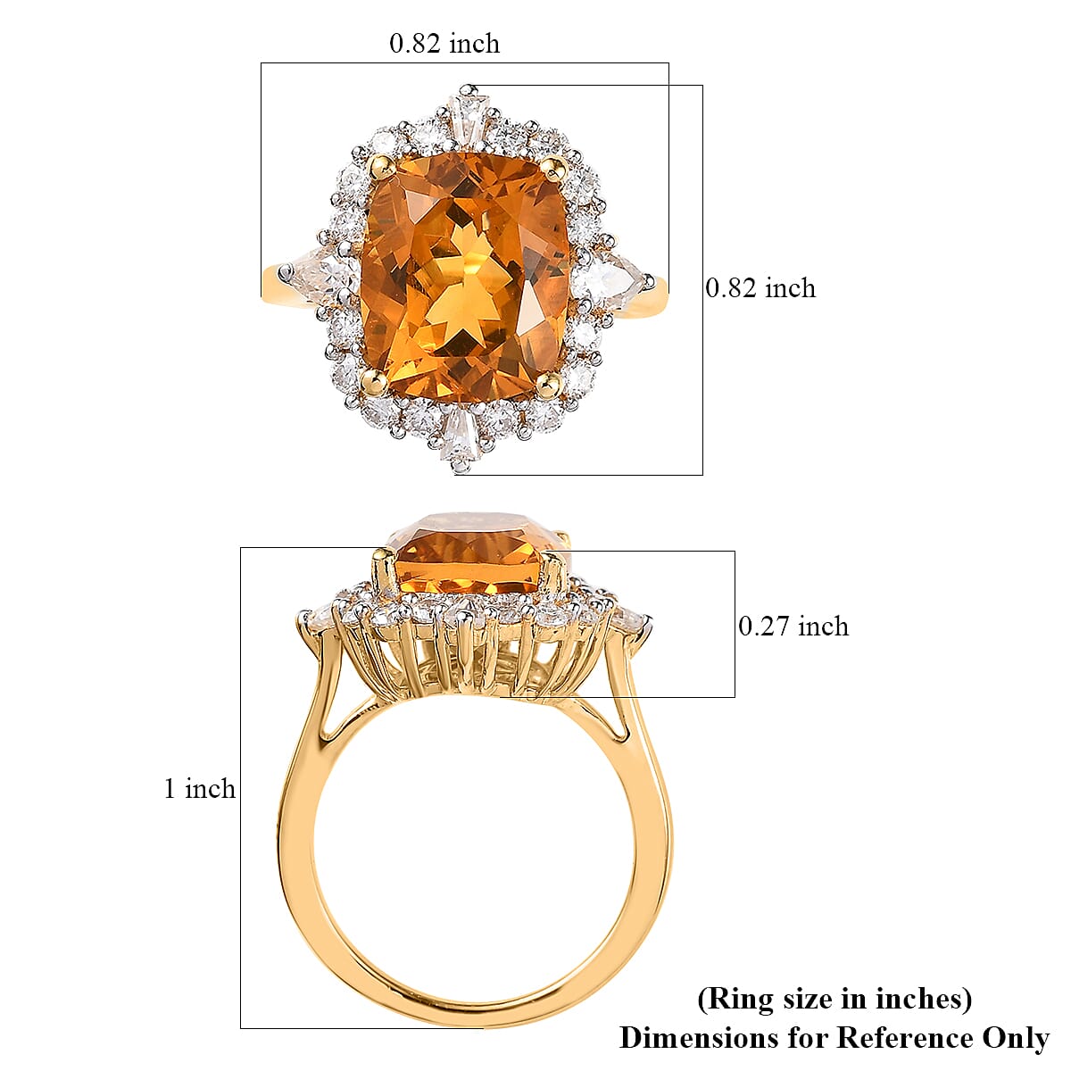 Serra Gaucha Citrine, Moissanite Ring in Vermeil YG Over Sterling Silver (Size 10.0) 6.00 ctw