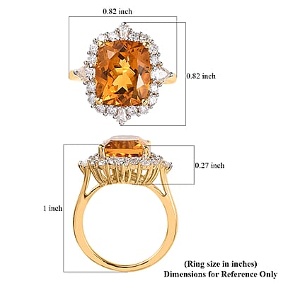 Serra Gaucha Citrine, Moissanite Ring in Vermeil YG Over Sterling Silver (Size 10.0) 6.00 ctw