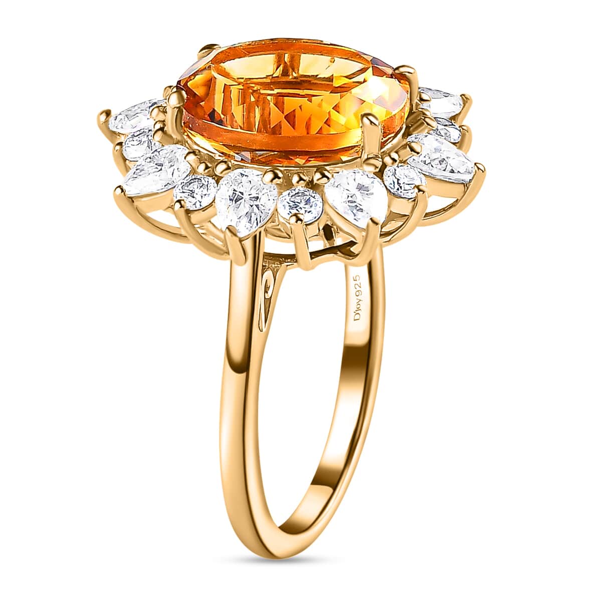 Premium Serra Gaucha Citrine and Moissanite Sunburst Ring in Vermeil Yellow Gold Over Sterling Silver (Size 9.0) 6.30 ctw image number 3