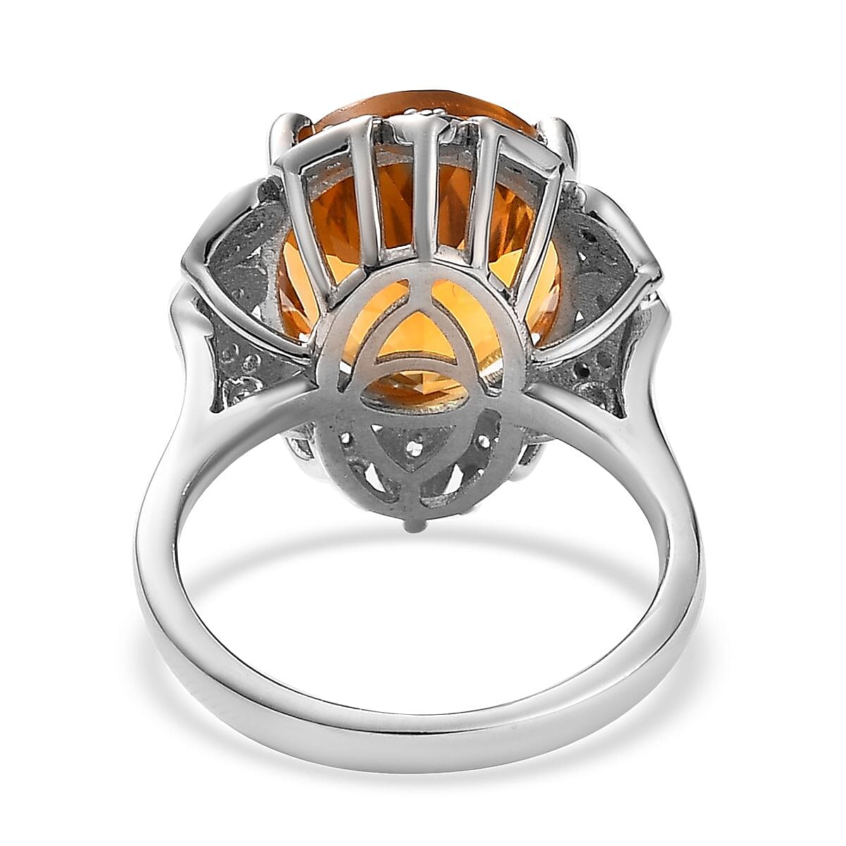 Serra Gaucha Citrine and White Zircon Ring in Platinum Over Sterling Silver 7.40 ctw image number 4