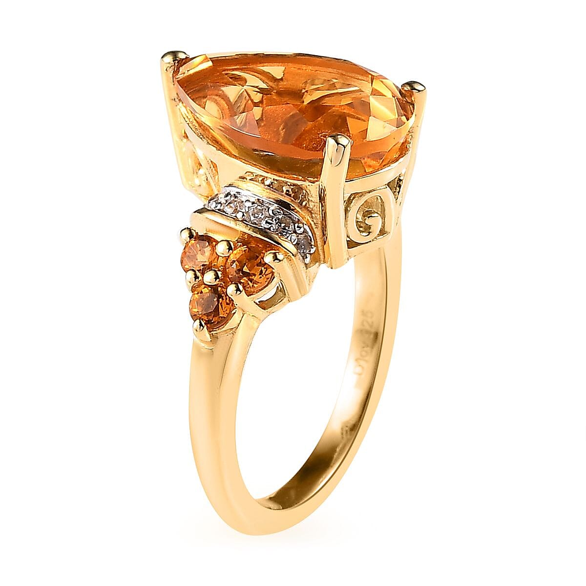 Serra Gaucha Citrine and White Zircon Ring in Vermeil Yellow Gold Over Sterling Silver (Size 10.0) 5.40 ctw