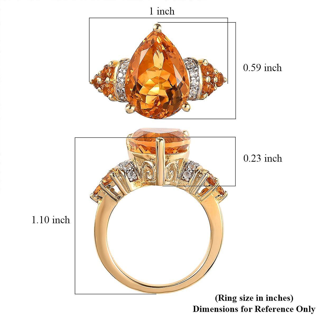 Serra Gaucha Citrine and White Zircon Ring in Vermeil Yellow Gold Over Sterling Silver (Size 10.0) 5.40 ctw