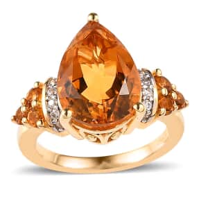Serra Gaucha Citrine and White Zircon Ring in Vermeil Yellow Gold Over Sterling Silver (Size 6.0) 5.40 ctw