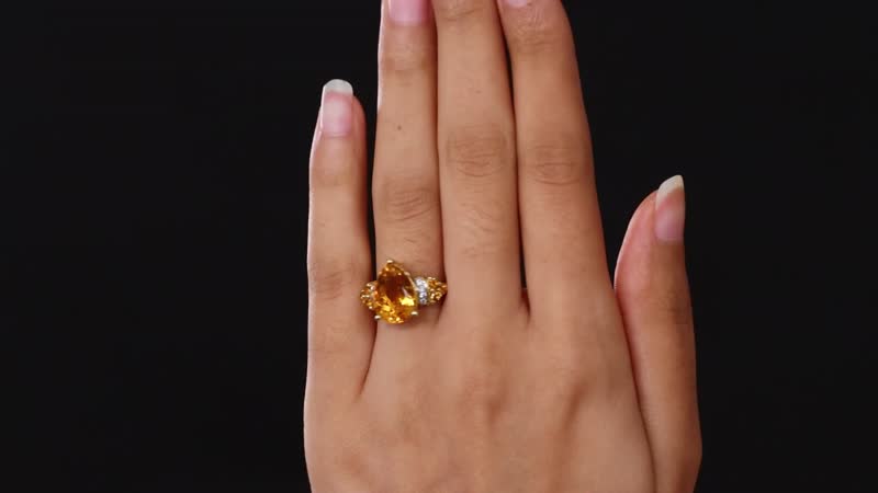 Serra Gaucha Citrine, White Zircon Ring in Vermeil YG Over Sterling Silver (Size 10.0) 5.40 ctw
