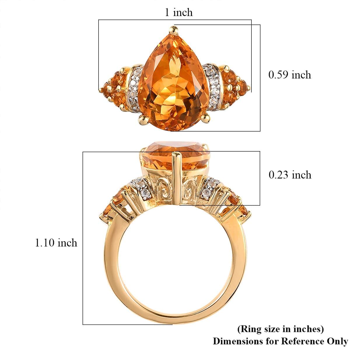 Serra Gaucha Citrine and White Zircon Ring in Vermeil Yellow Gold Over Sterling Silver (Size 6.0) 5.40 ctw image number 5