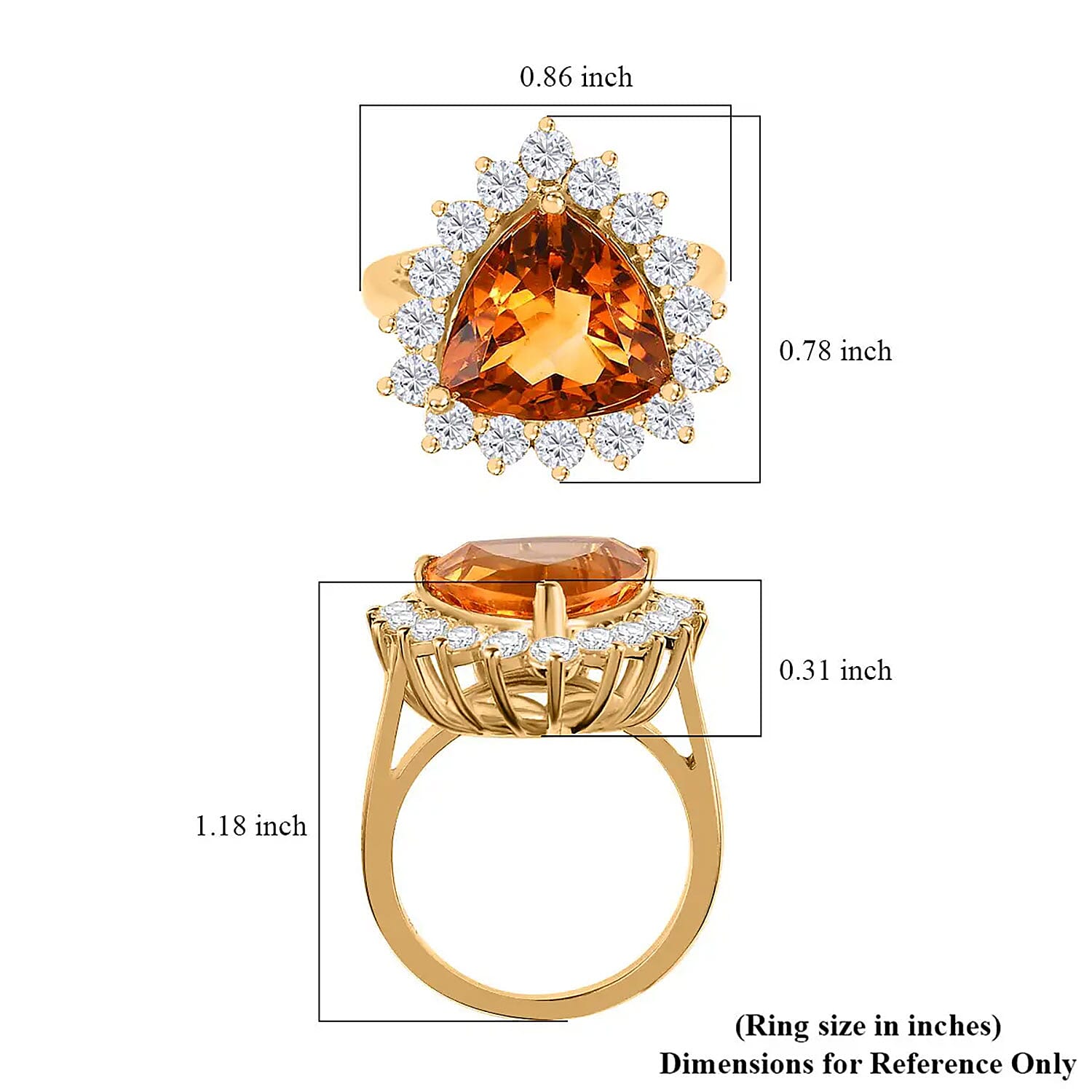 Premium Serra Gaucha Citrine and Moissanite Halo Ring in Vermeil Yellow Gold Over Sterling Silver (Size 10.0) 6.50 ctw