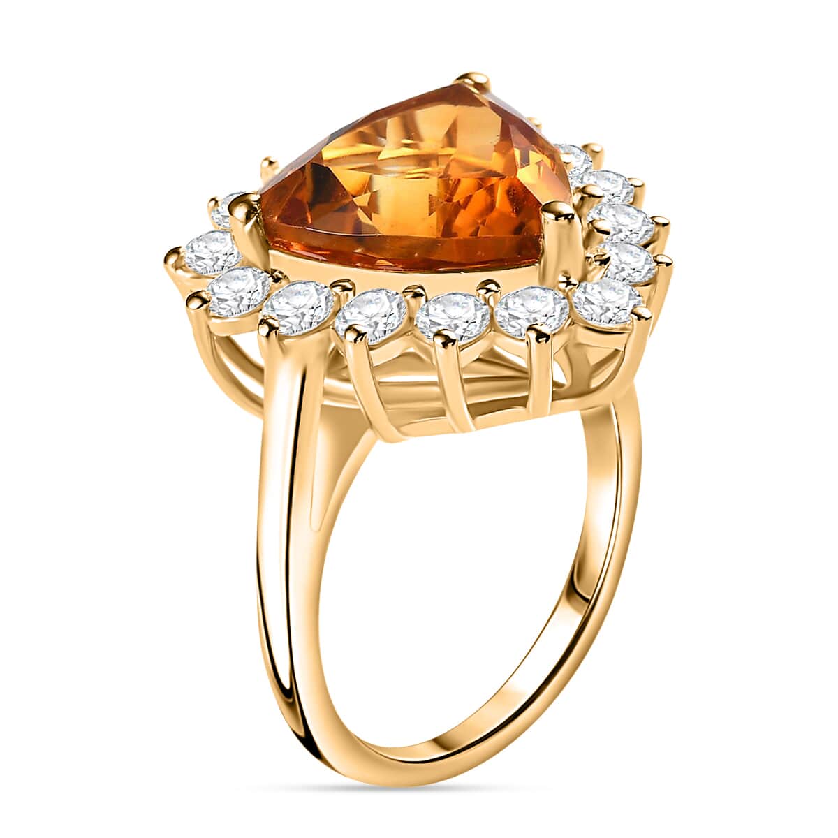 Premium Serra Gaucha Citrine and Moissanite Halo Ring in Vermeil Yellow Gold Over Sterling Silver (Size 9.0) 6.50 ctw image number 3
