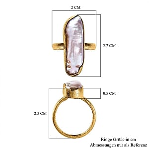 Peach Fresh Water Pearl 10.11 ctw Fancy Ring in Vermeil Yellow Gold Over Sterling Silver (Size 8)