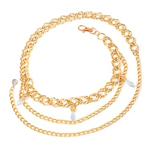 White Glass Necklace in Goldtone 29-45 Inches