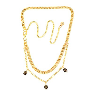Silver Gray Glass Necklace in Goldtone 29.50-45.50 Inches
