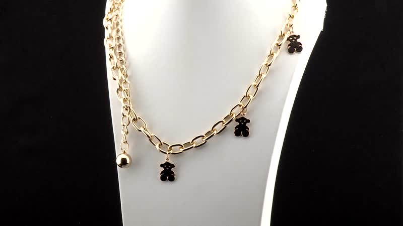 Teddy Charm Necklace in Goldtone 29-44.50 Inches